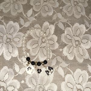 Pearl Beads with Chanel type Charms Bracelet